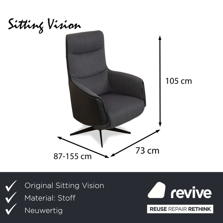 Sitting Vision TW 093 Stoff Relax-Sessel Leder Grau elektr. Funktion Akku