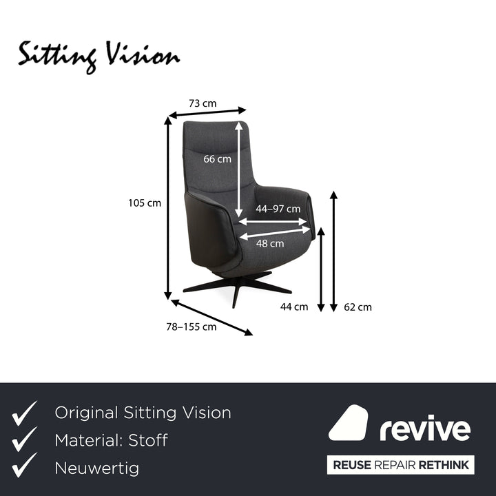 Sitting Vision TW 093 fauteuil de relaxation en tissu cuir gris électr. Fonction batterie