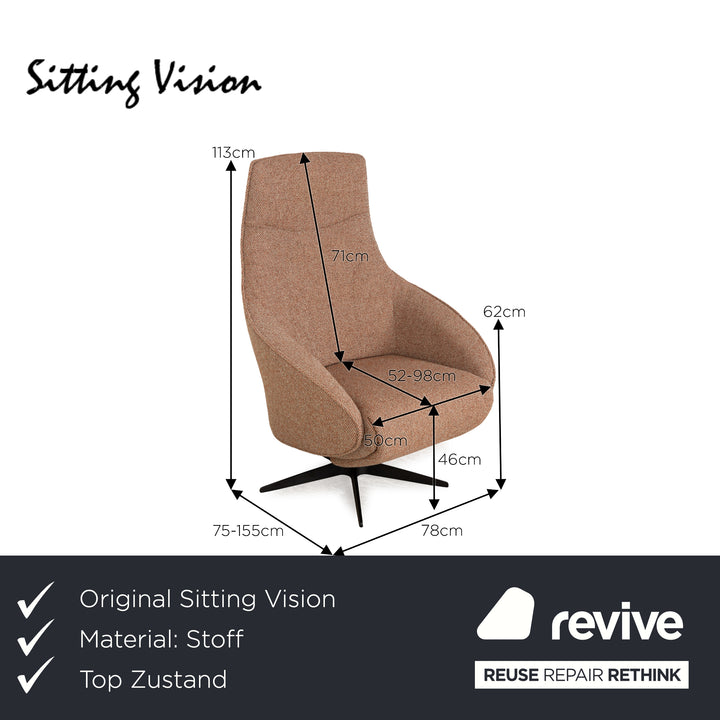 Sitting Vision Twice Fabric Armchair Brown Electric Function