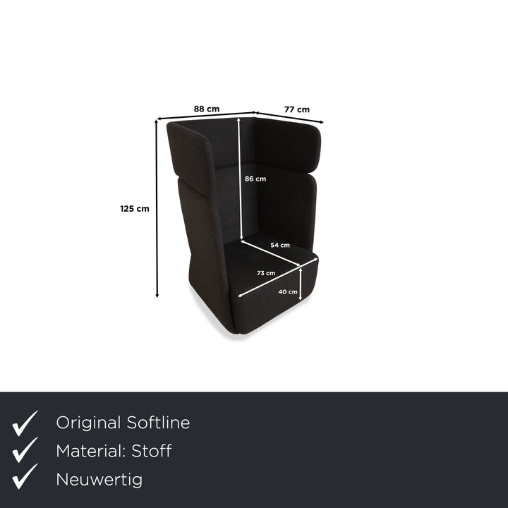 Fauteuil en tissu Softline BASKET gris foncé