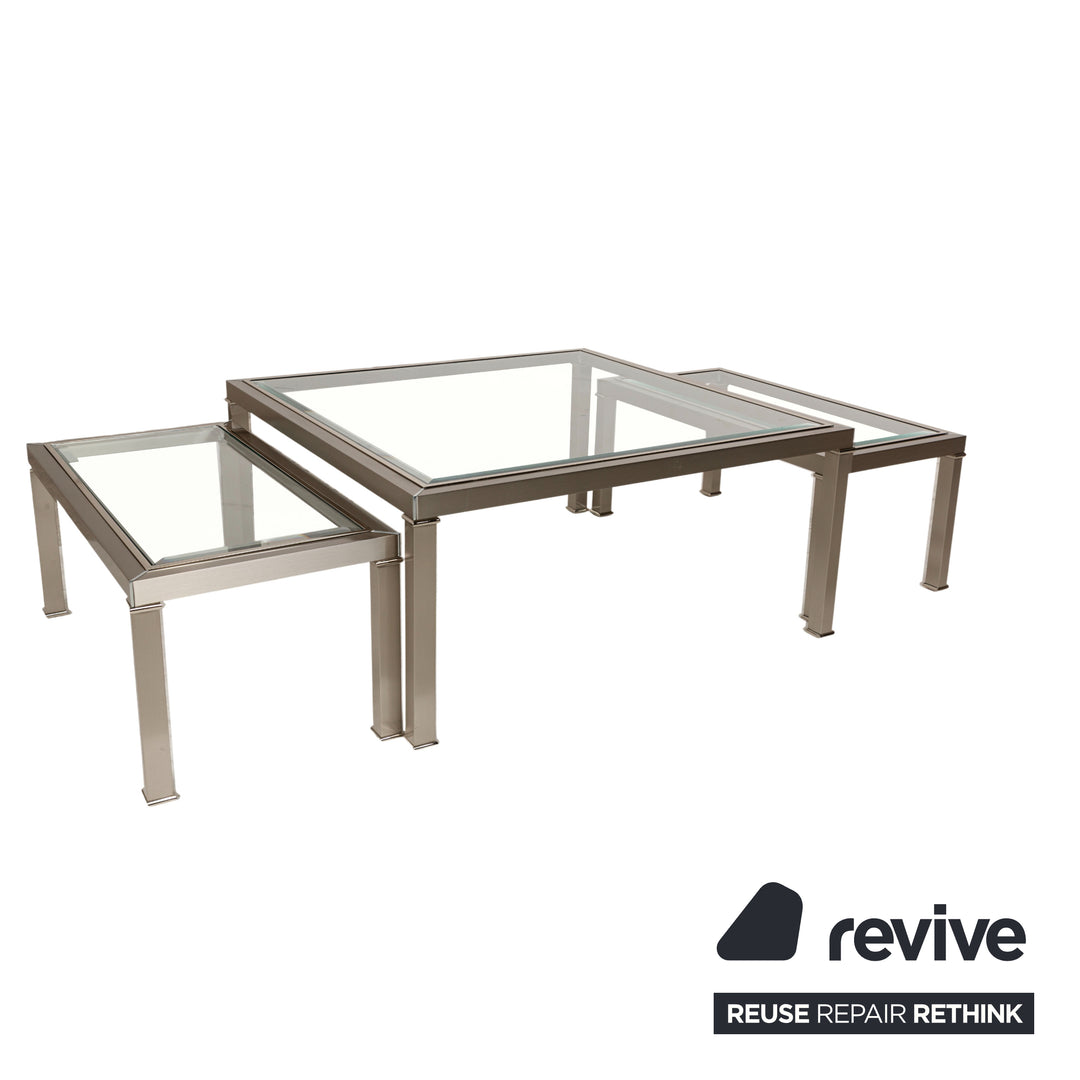 Sovet Italia Nice Table basse en verre Tables gigognes argentées