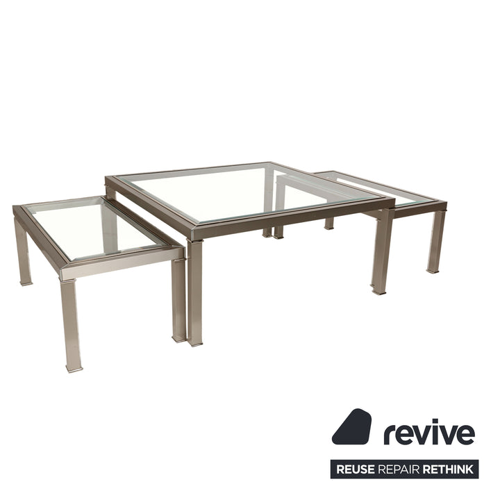 Sovet Italia Nice Table basse en verre Tables gigognes argentées