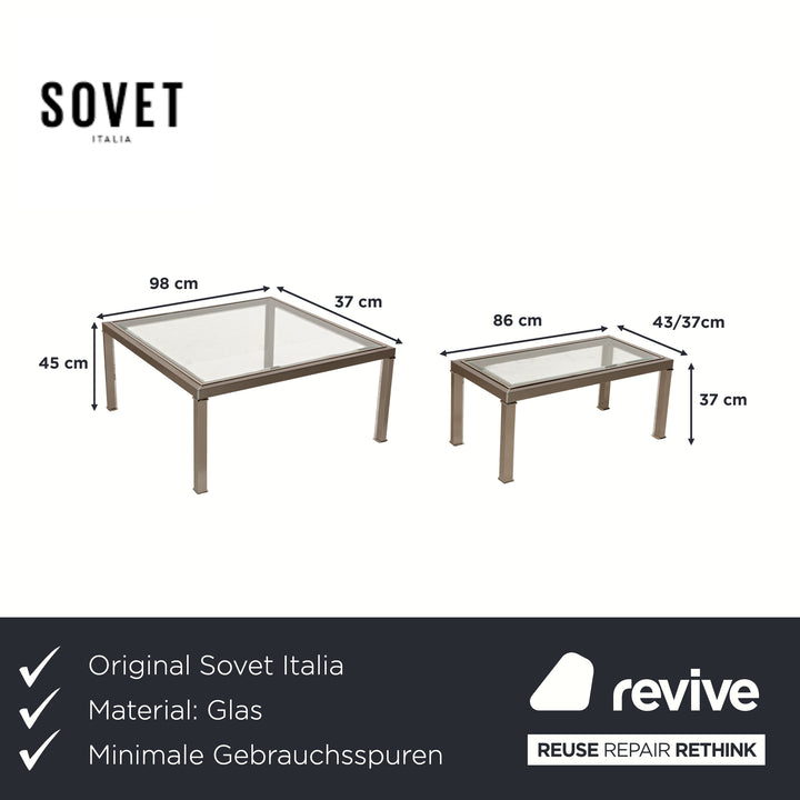 Sovet Italia Nice Table basse en verre Tables gigognes argentées