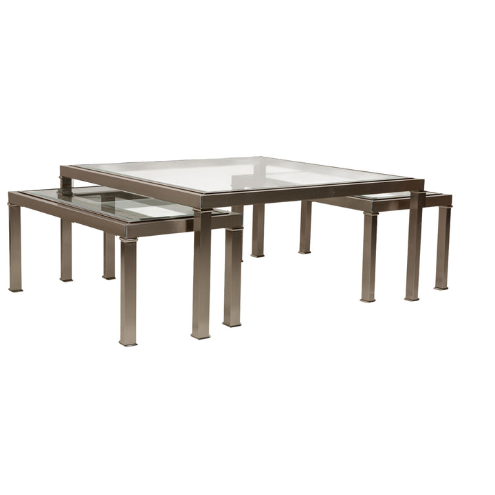 Sovet Italia Nice Table basse en verre Tables gigognes argentées
