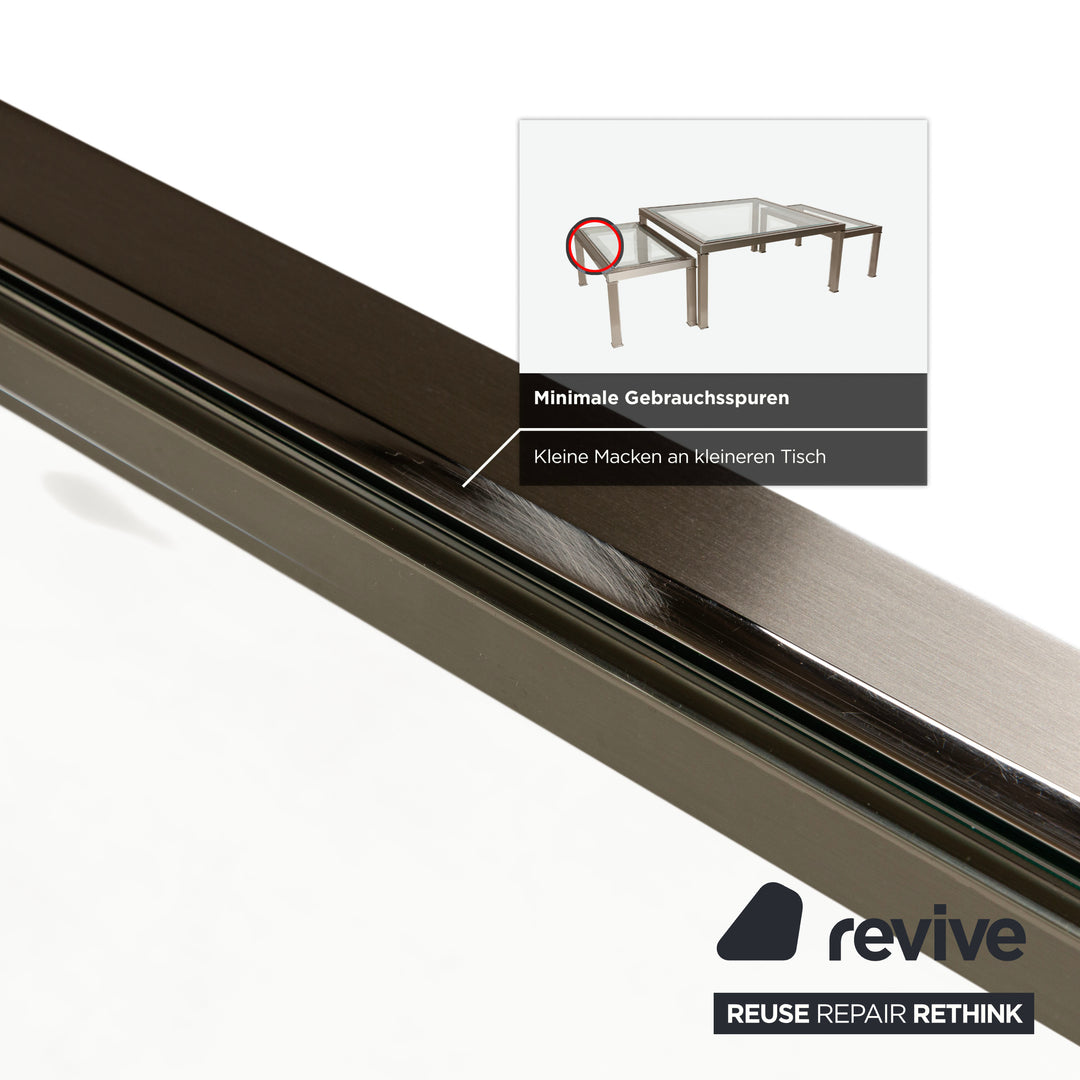 Sovet Italia Nice Table basse en verre Tables gigognes argentées