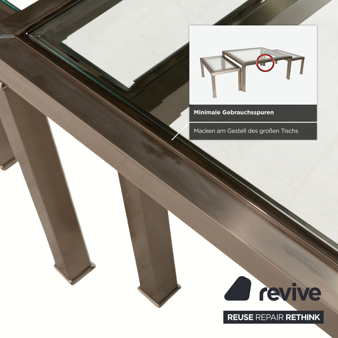 Sovet Italia Nice Table basse en verre Tables gigognes argentées