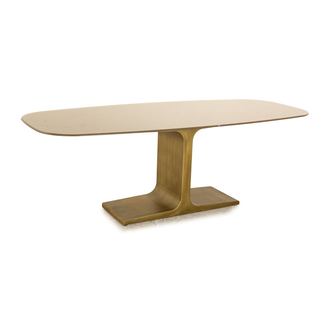 Sovet Italia Table à manger en verre en forme de palais Cuivre Taupe 219 x 74 x 95