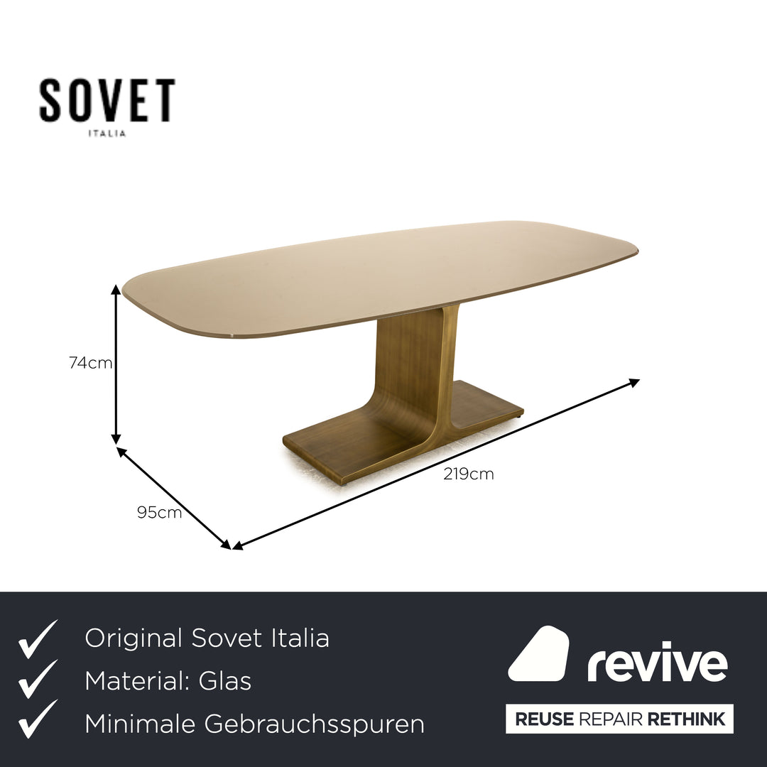 Sovet Italia Table à manger en verre en forme de palais Cuivre Taupe 219 x 74 x 95