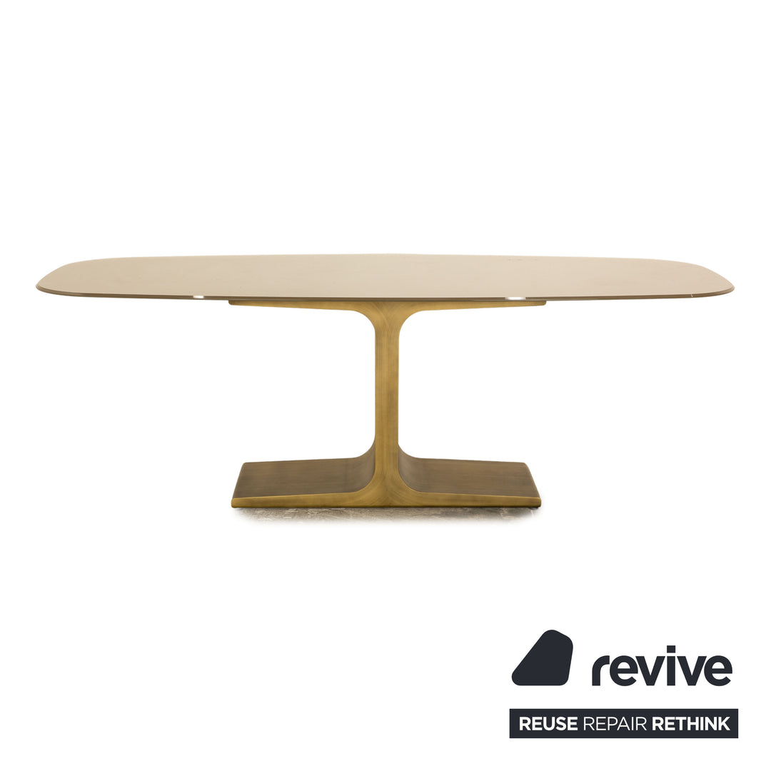 Sovet Italia Table à manger en verre en forme de palais Cuivre Taupe 219 x 74 x 95