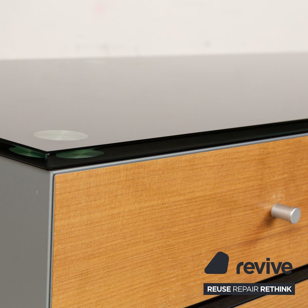Spectral CL 1552 Glas Holz Metall Sideboard Schwarz Braun Grau Lowboard Mediaboard
