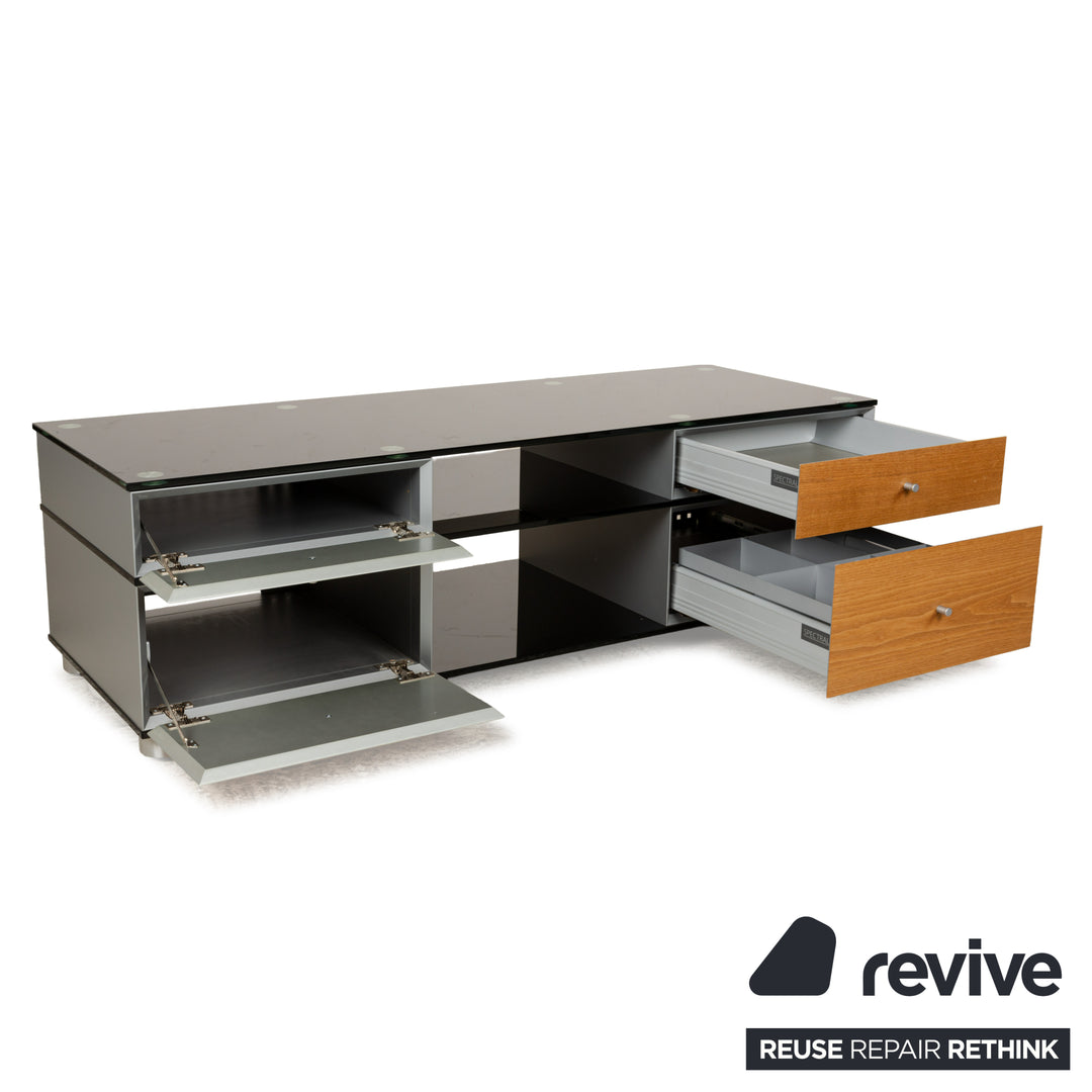 Spectral CL 1552 Glas Holz Metall Sideboard Schwarz Braun Grau Lowboard Mediaboard