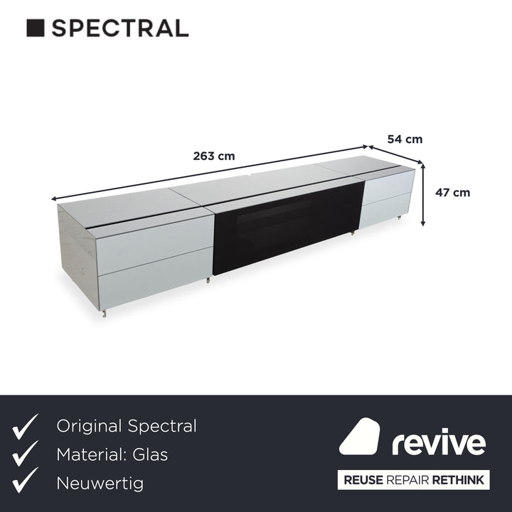 Spectral Cocoon Meuble bas Argent Gris clair avec plateau en verre Miroir
