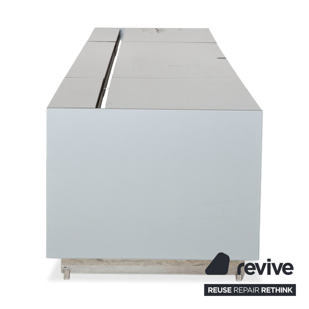 Spectral Cocoon Meuble bas Argent Gris clair avec plateau en verre Miroir