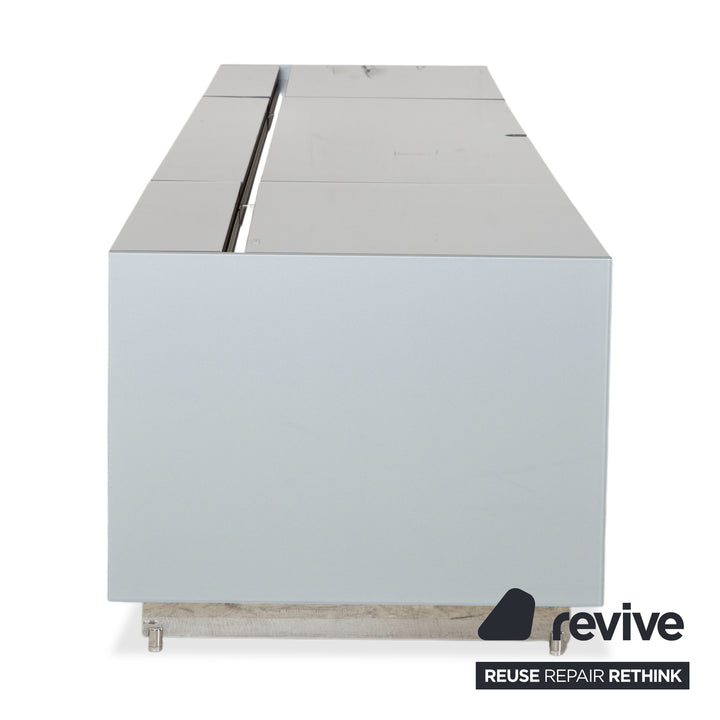 Spectral Cocoon Meuble bas Argent Gris clair avec plateau en verre Miroir