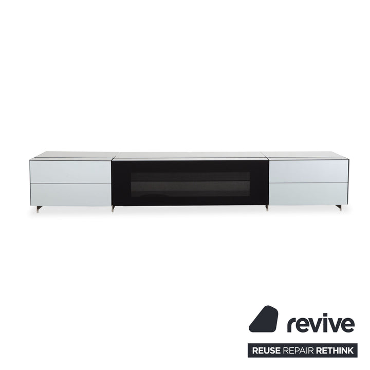 Spectral Cocoon Sideboard Silber Hellgrau mit Glasplatte Spiegel