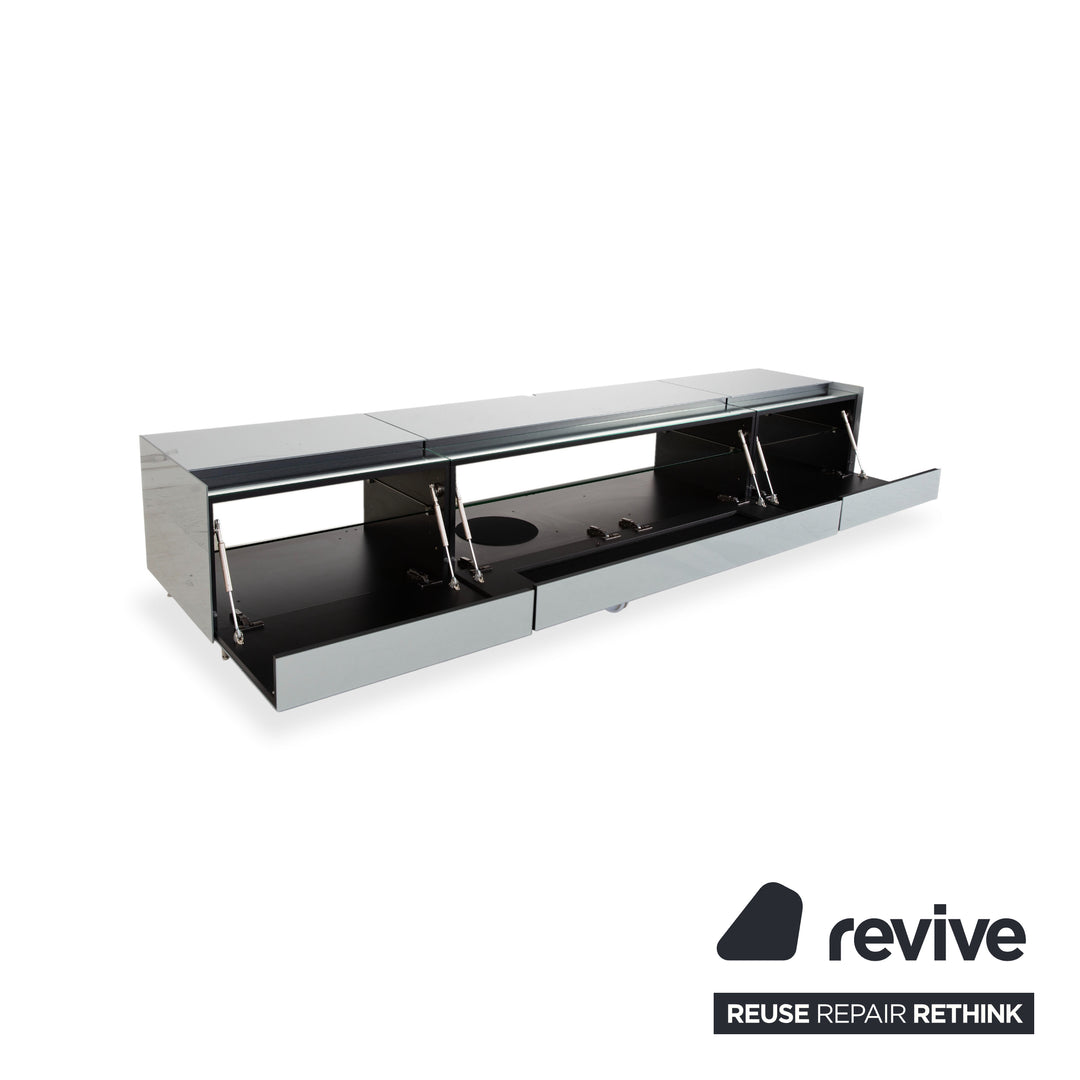 Spectral Cocoon Sideboard Silber Hellgrau mit Glasplatte Spiegel