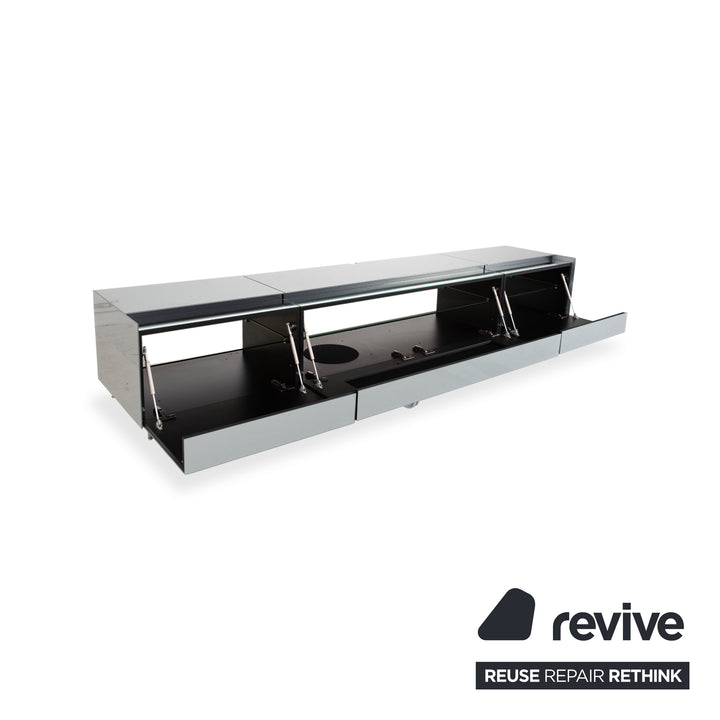 Spectral Cocoon Sideboard Silber Hellgrau mit Glasplatte Spiegel