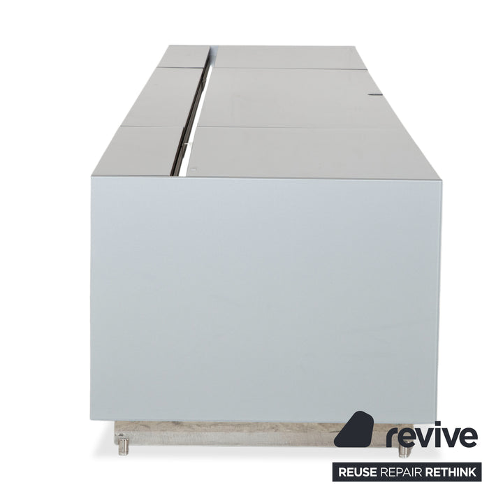 Spectral Cocoon Sideboard Silber Hellgrau mit Glasplatte Spiegel