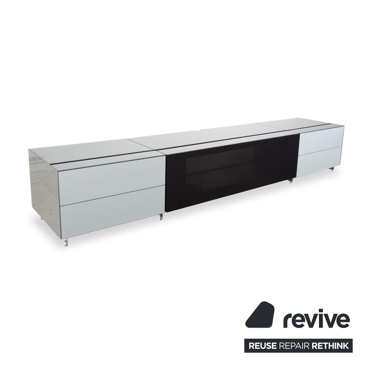 Spectral Cocoon Meuble bas Argent Gris clair avec plateau en verre Miroir