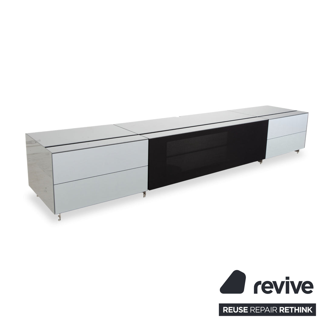 Spectral Cocoon Sideboard Silber Hellgrau mit Glasplatte Spiegel