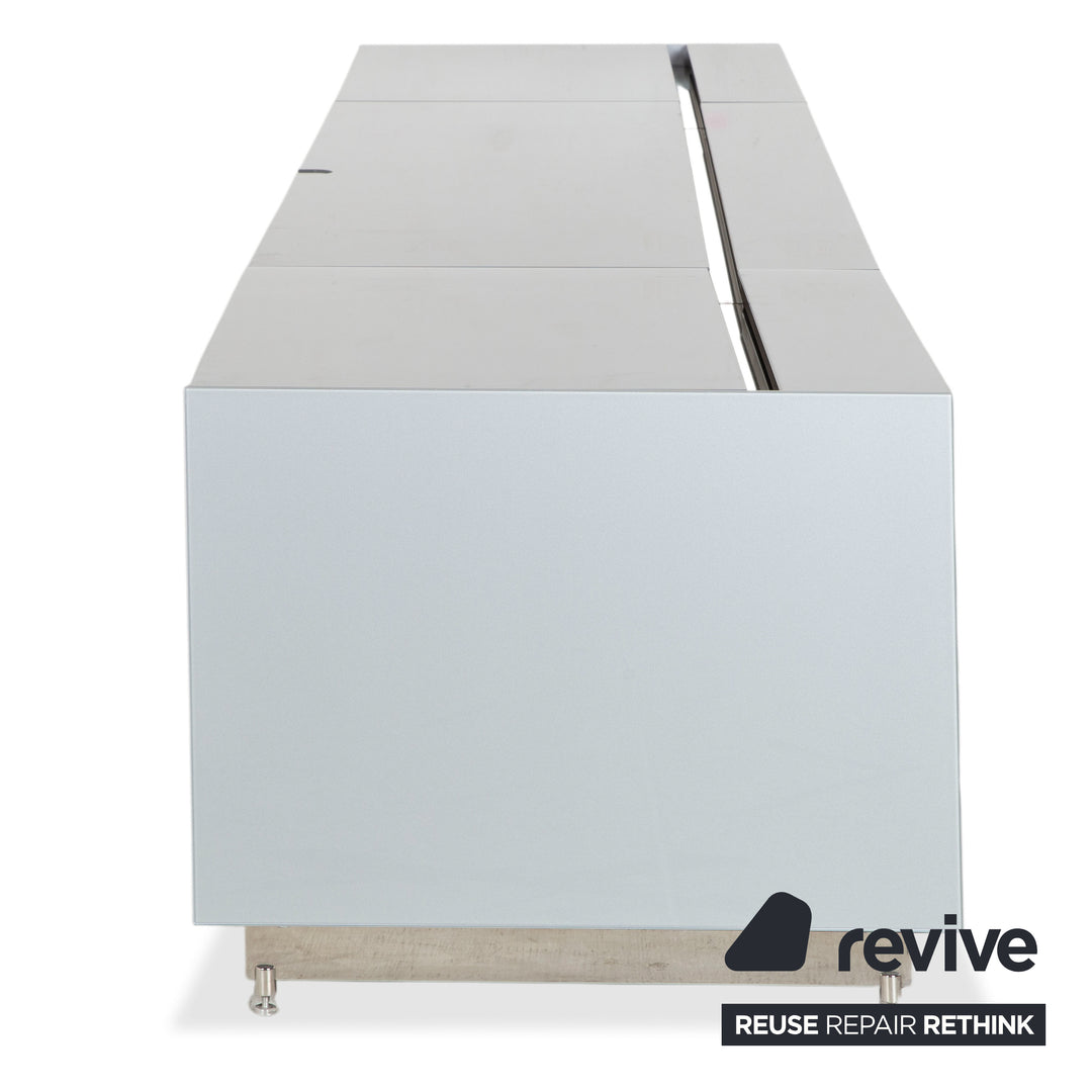Spectral Cocoon Sideboard Silber Hellgrau mit Glasplatte Spiegel