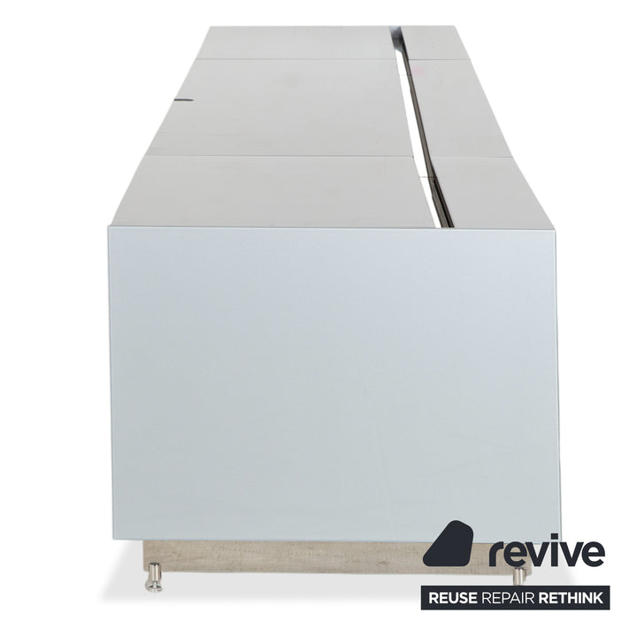 Spectral Cocoon Sideboard Silber Hellgrau mit Glasplatte Spiegel