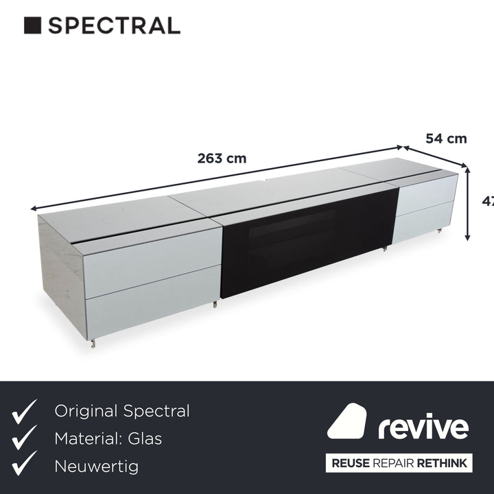 Spectral Cocoon Sideboard Silber Hellgrau mit Glasplatte Spiegel
