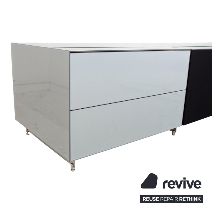 Spectral Cocoon Sideboard Silber Hellgrau mit Glasplatte Spiegel