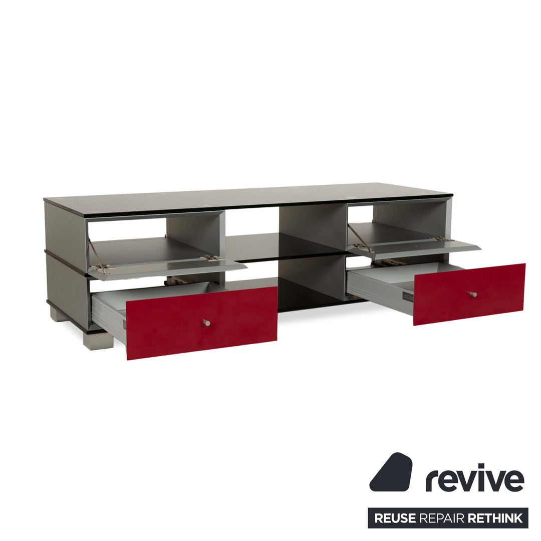 Buffet bas en verre Spectral gris rouge