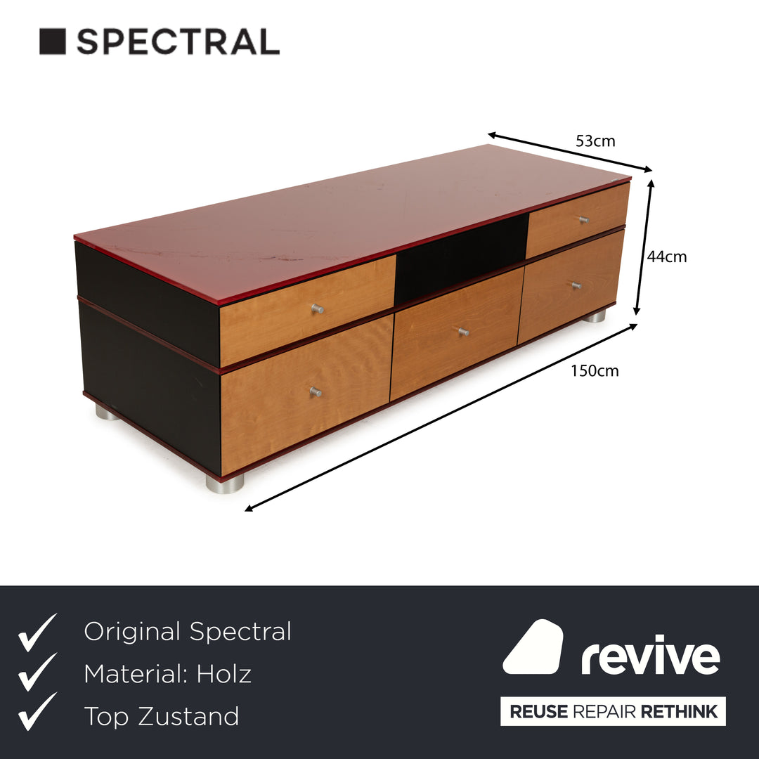 Spectral Holz Sideboard Rot Braun Schwarz Lowboard