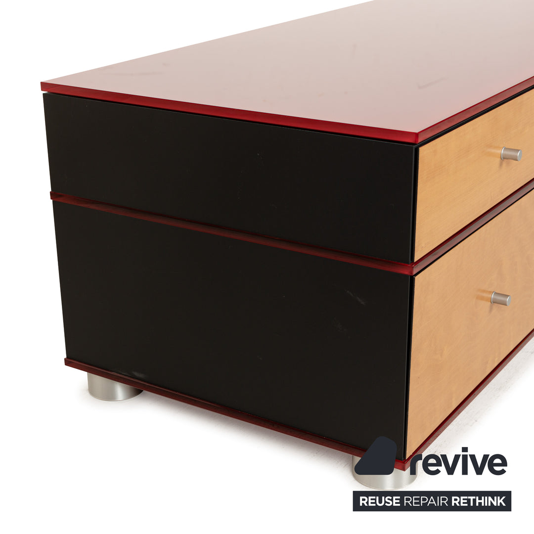 Spectral Holz Sideboard Rot Braun Schwarz Lowboard