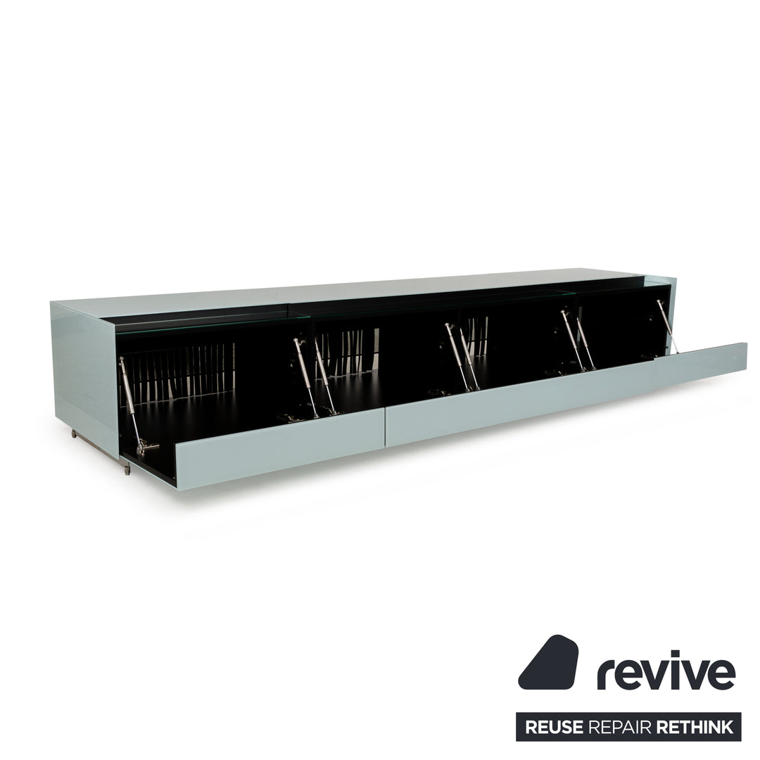 Spectral Cocoon Glass Wood Sideboard Blue Ice Blue Lowboard