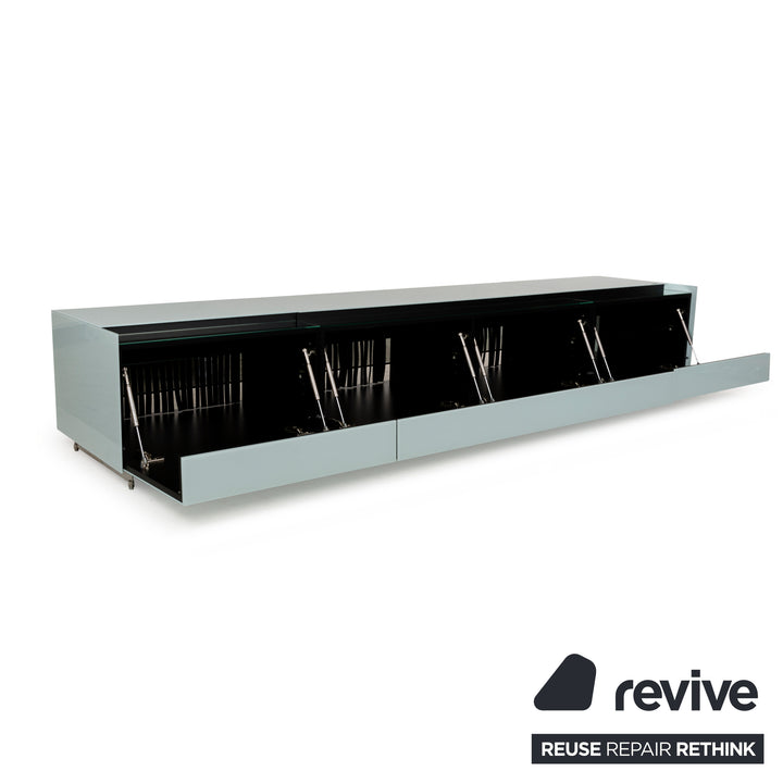 Spectral Cocoon Glass Wood Sideboard Blue Ice Blue Lowboard