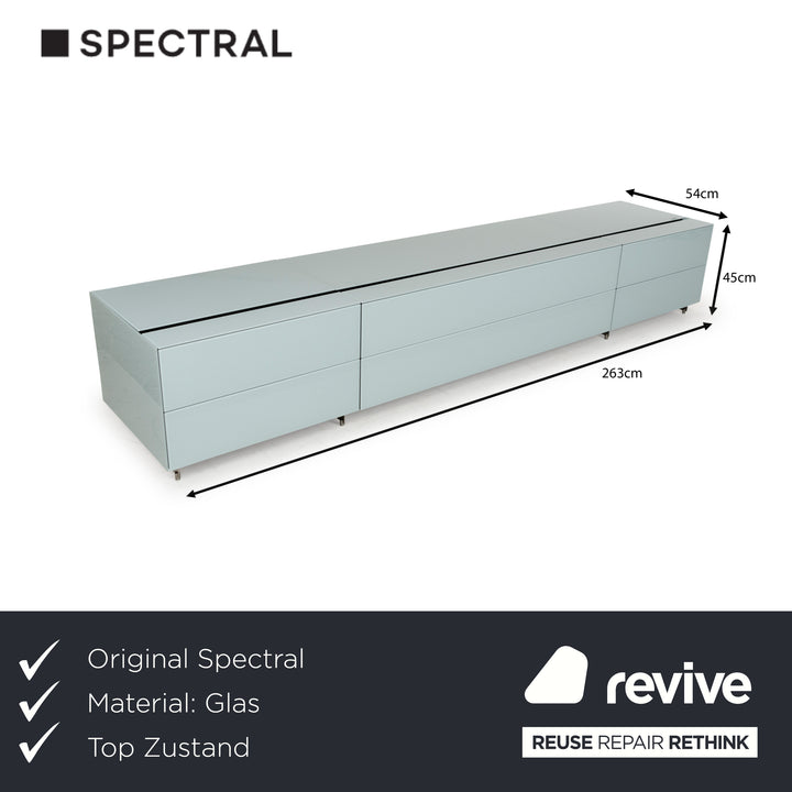 Spectral Cocoon Glass Wood Sideboard Blue Ice Blue Lowboard