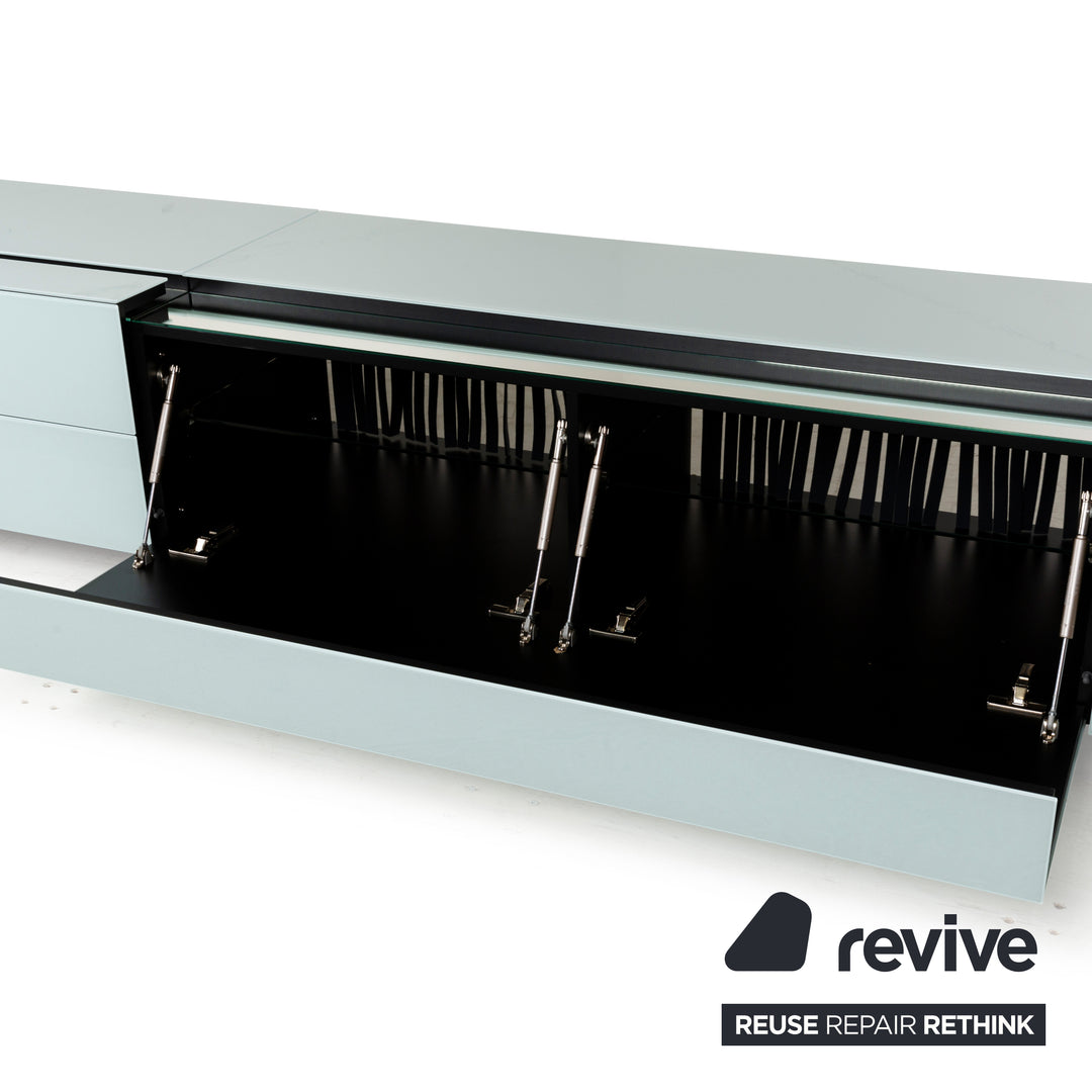 Spectral Cocoon Glass Wood Sideboard Blue Ice Blue Lowboard