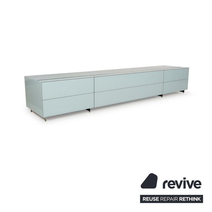 Spectral Cocoon Glass Wood Sideboard Blue Ice Blue Lowboard