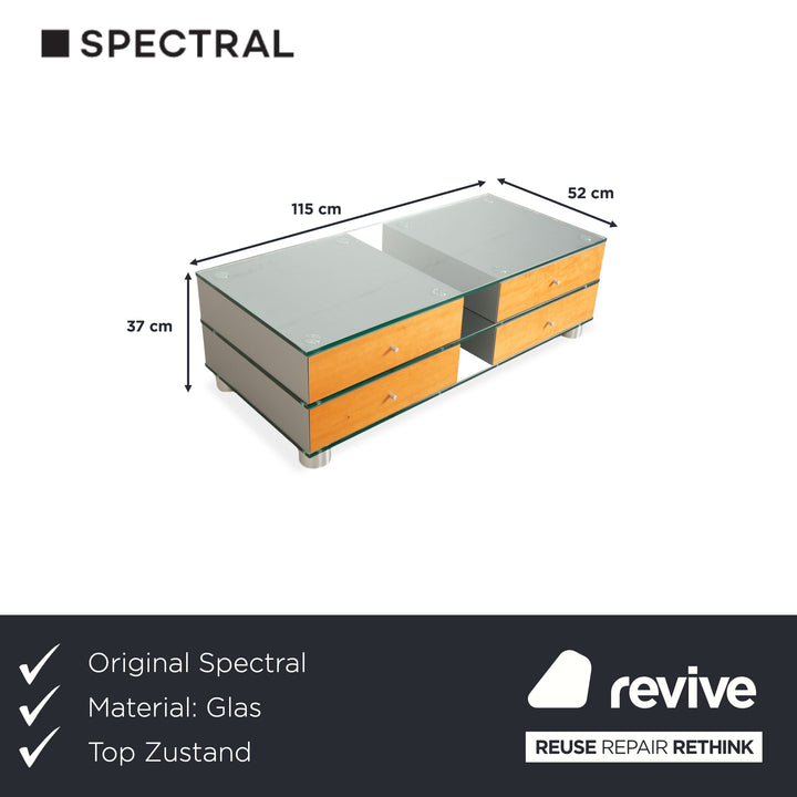 Spectral Sideboard Glas Holz Metall Sideboard Braun Grau Lowboard Mediaboard