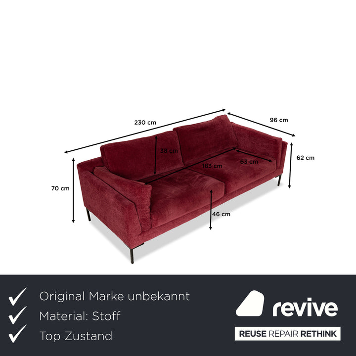 Fabric three-seater sofa red couch