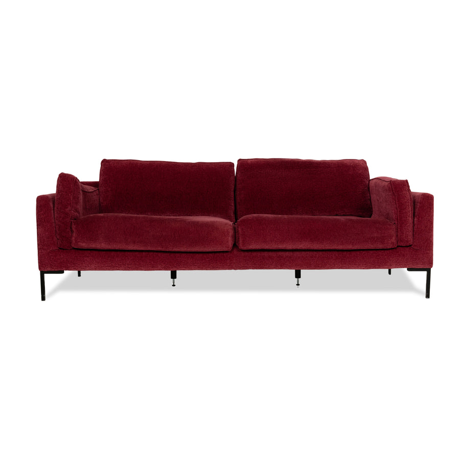 Fabric three-seater sofa red couch