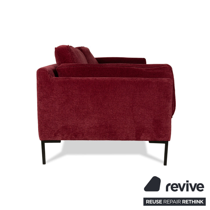 Fabric three-seater sofa red couch