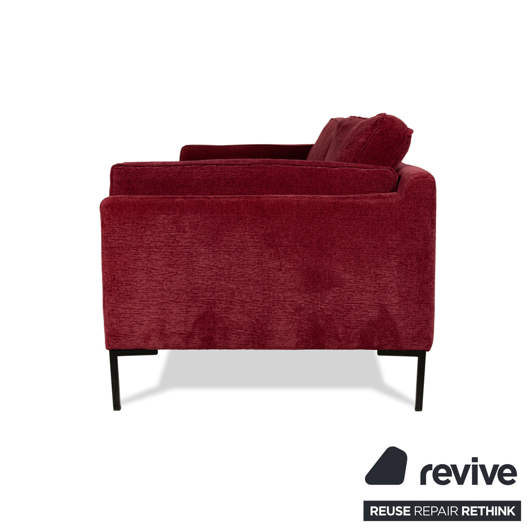 Fabric three-seater sofa red couch