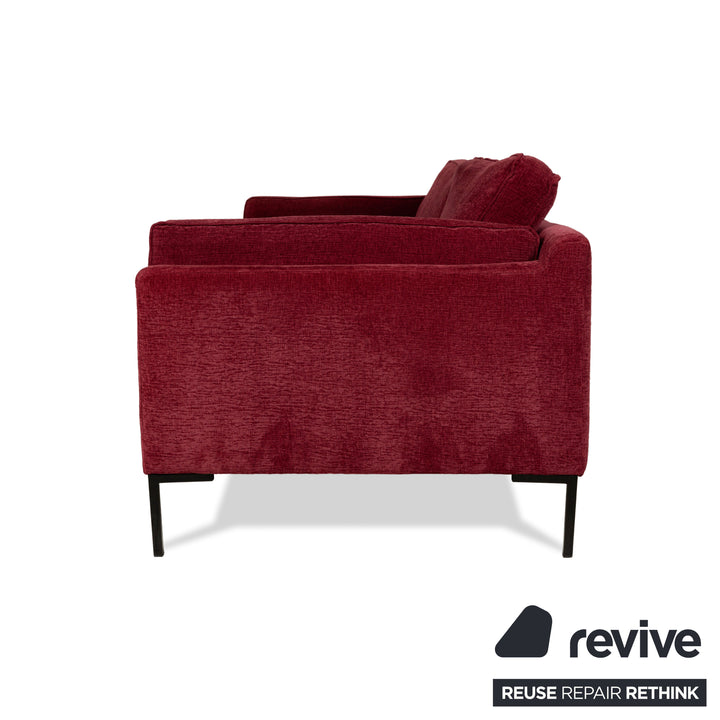 Fabric three-seater sofa red couch