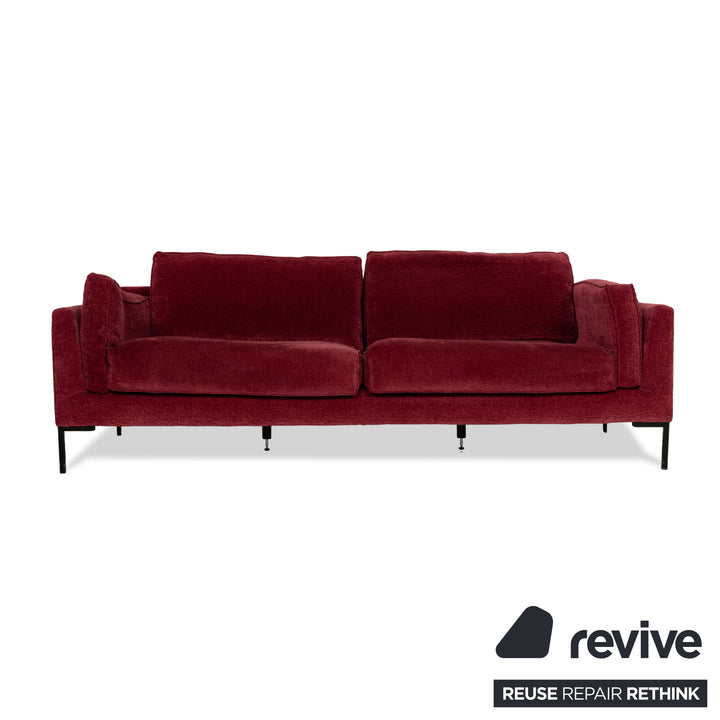 Fabric three-seater sofa red couch