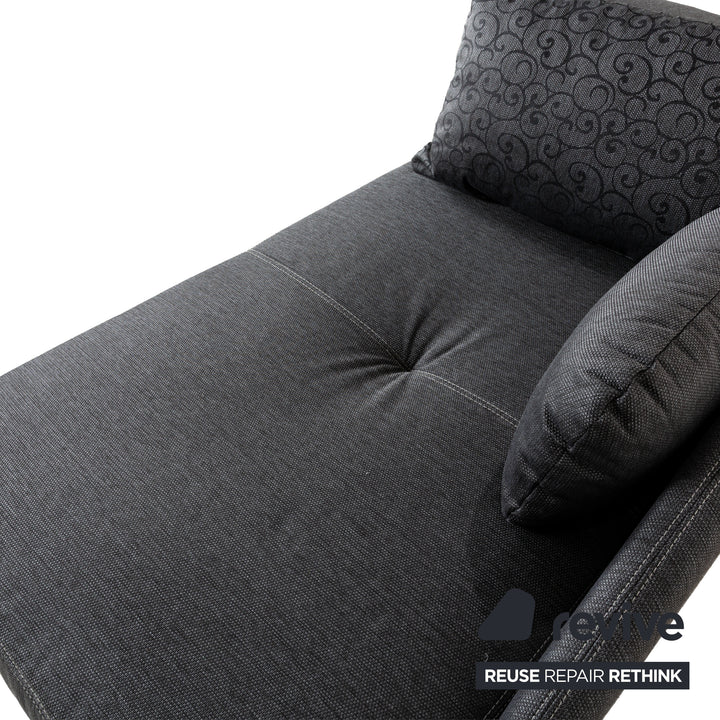 Fabric sofa bed lounger grey manual function sleeping function
