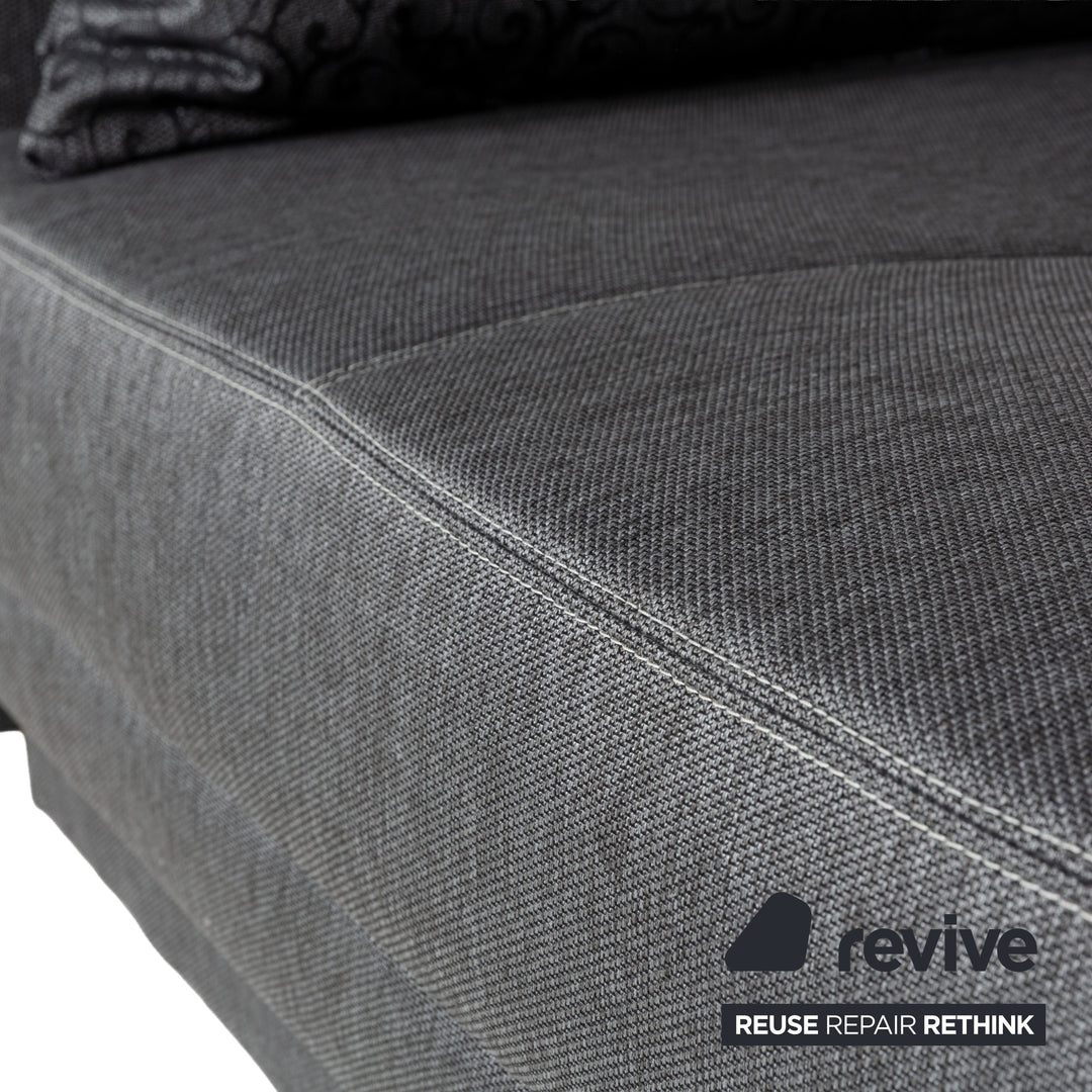 Fabric sofa bed lounger grey manual function sleeping function