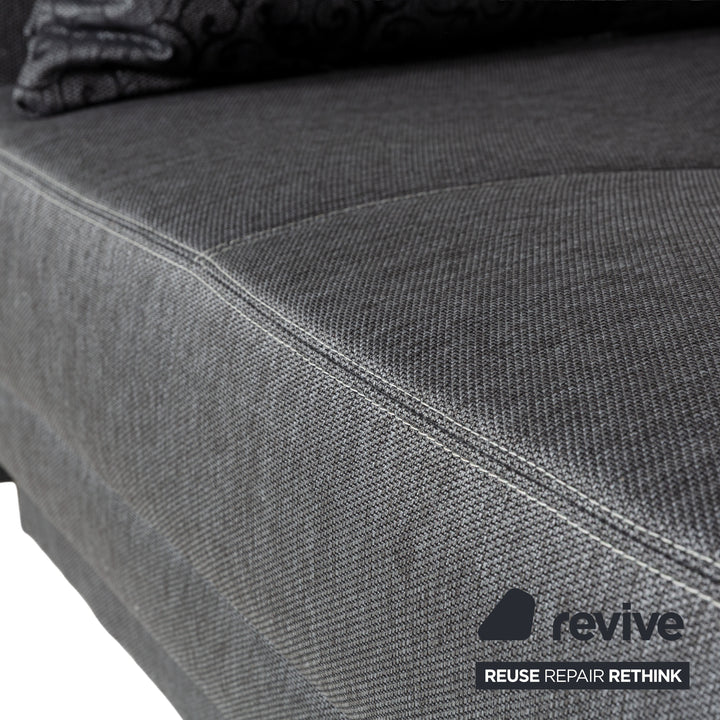 Fabric sofa bed lounger grey manual function sleeping function