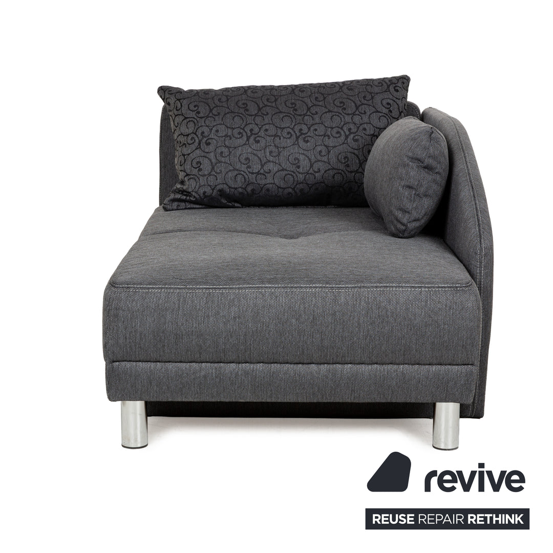 Fabric sofa bed lounger grey manual function sleeping function