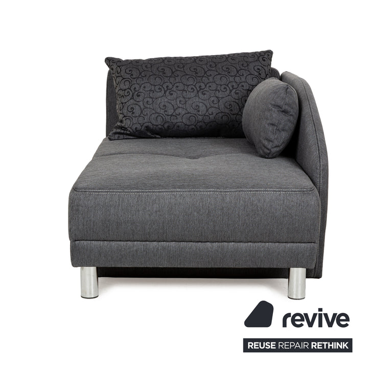 Fabric sofa bed lounger grey manual function sleeping function