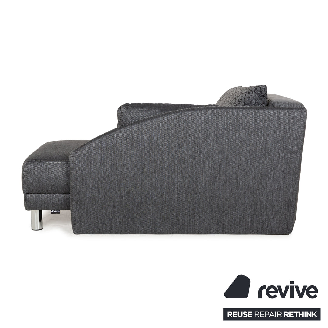 Fabric sofa bed lounger grey manual function sleeping function