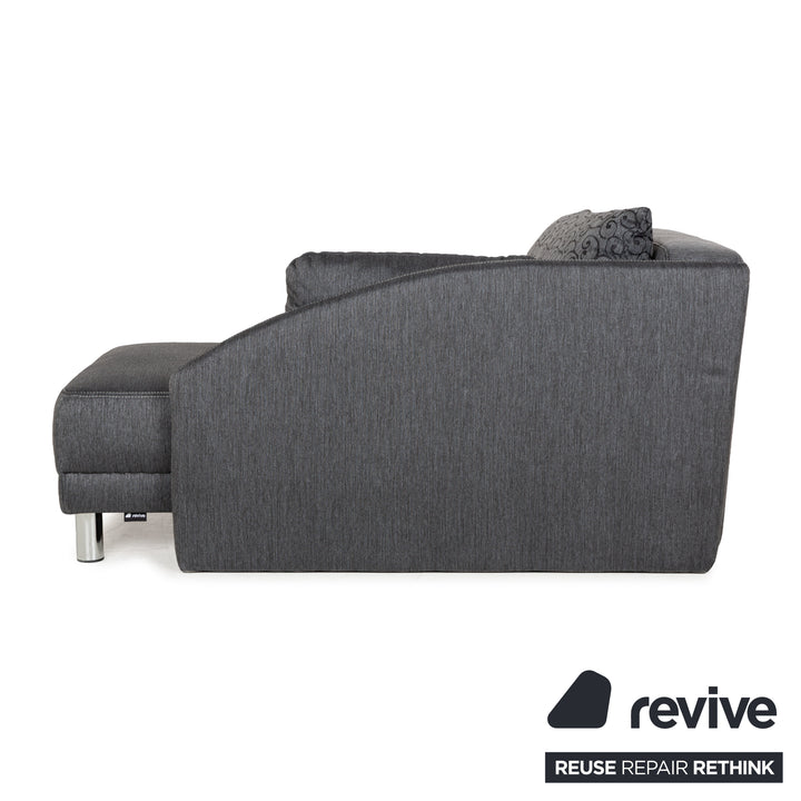 Fabric sofa bed lounger grey manual function sleeping function